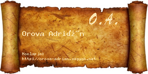 Orova Adrián névjegykártya