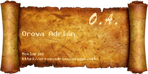 Orova Adrián névjegykártya